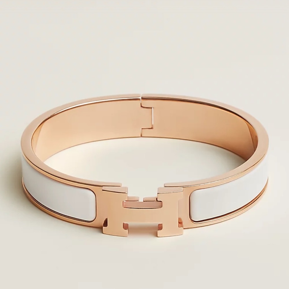 Hermès Clic H Bracelet White and Rose Hold BRAND NEW WITH BOX AND STICKERS